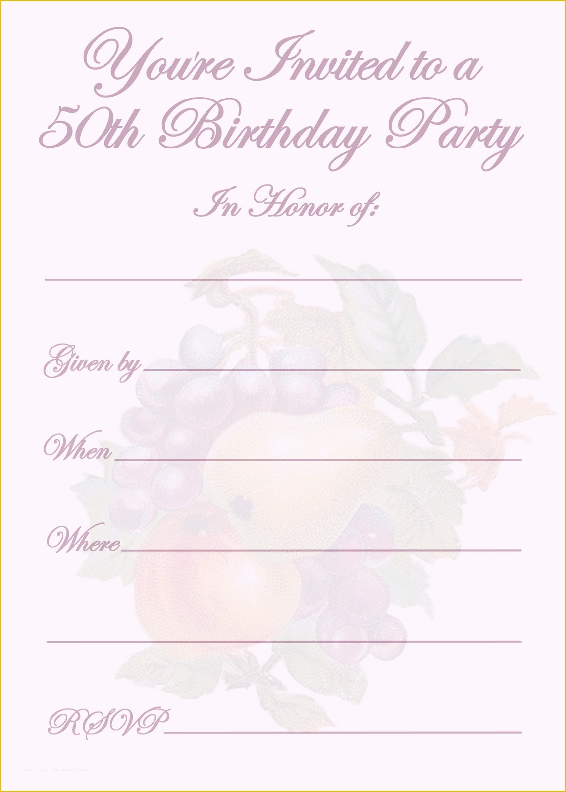 Free Online 50th Birthday Invitation Templates Of Free Printable 50th Birthday Party Invitation Templates
