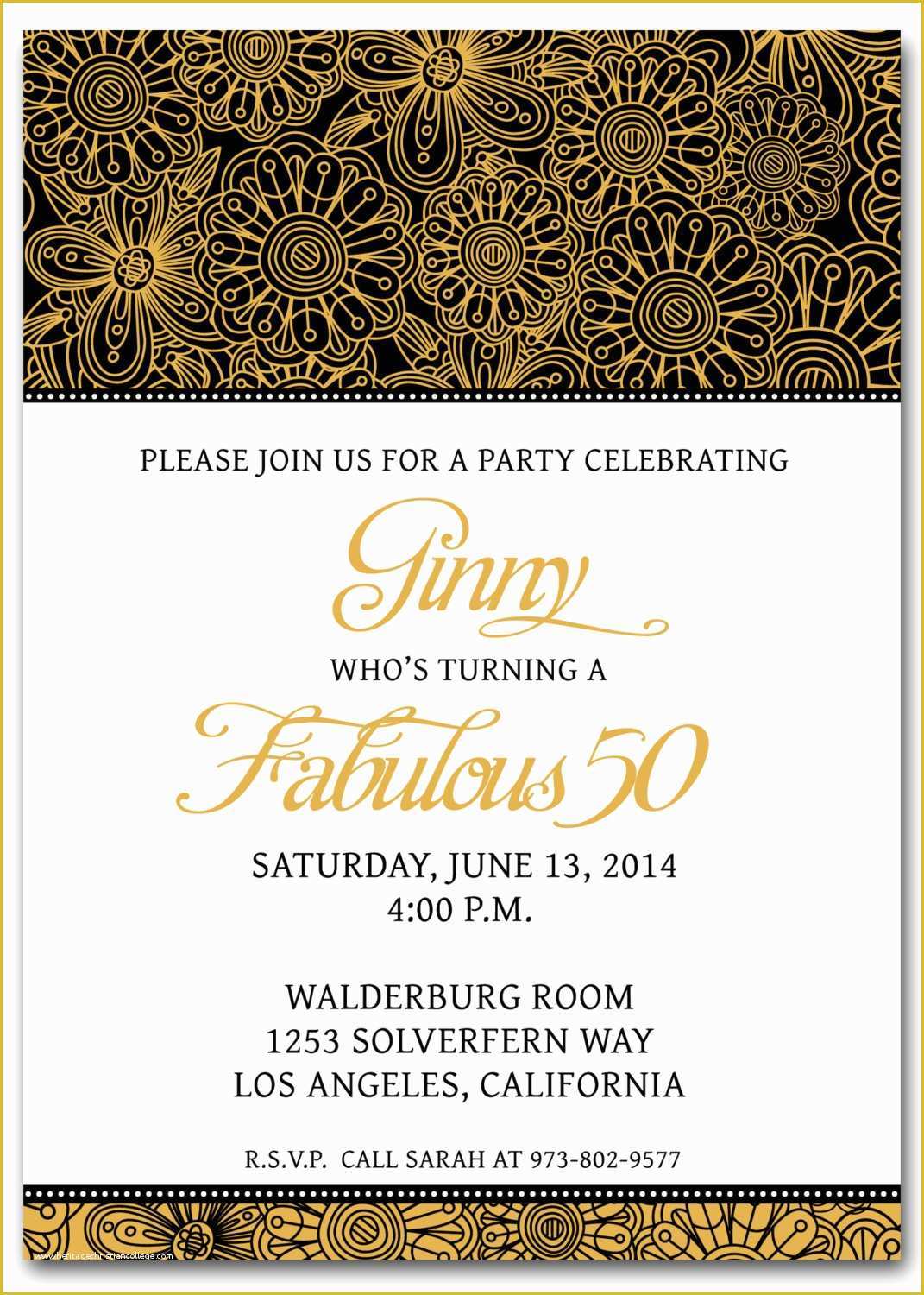 Free Online 50th Birthday Invitation Templates Of Template for 50th Birthday Invitations Free Printable