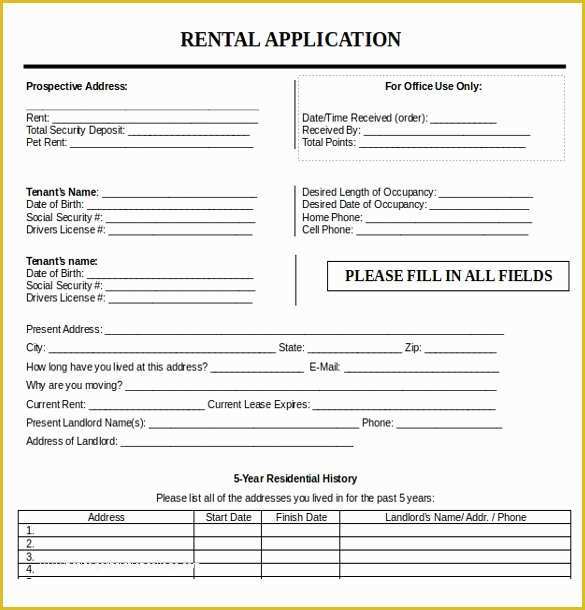 Free Online Application Template Of 10 Free Download Rental Application Templates