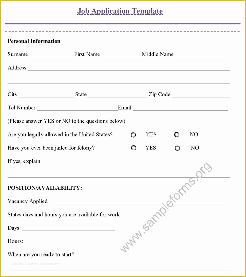 Free Online Application Template Of 11 Types Sample Job Application Samplebusinessresume