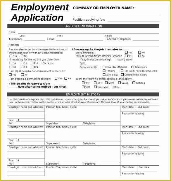 Free Online Application Template Of 15 Employment Application Templates – Free Sample