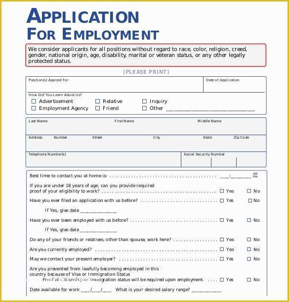 Free Online Application Template Of 21 Employment Application Templates Pdf Doc