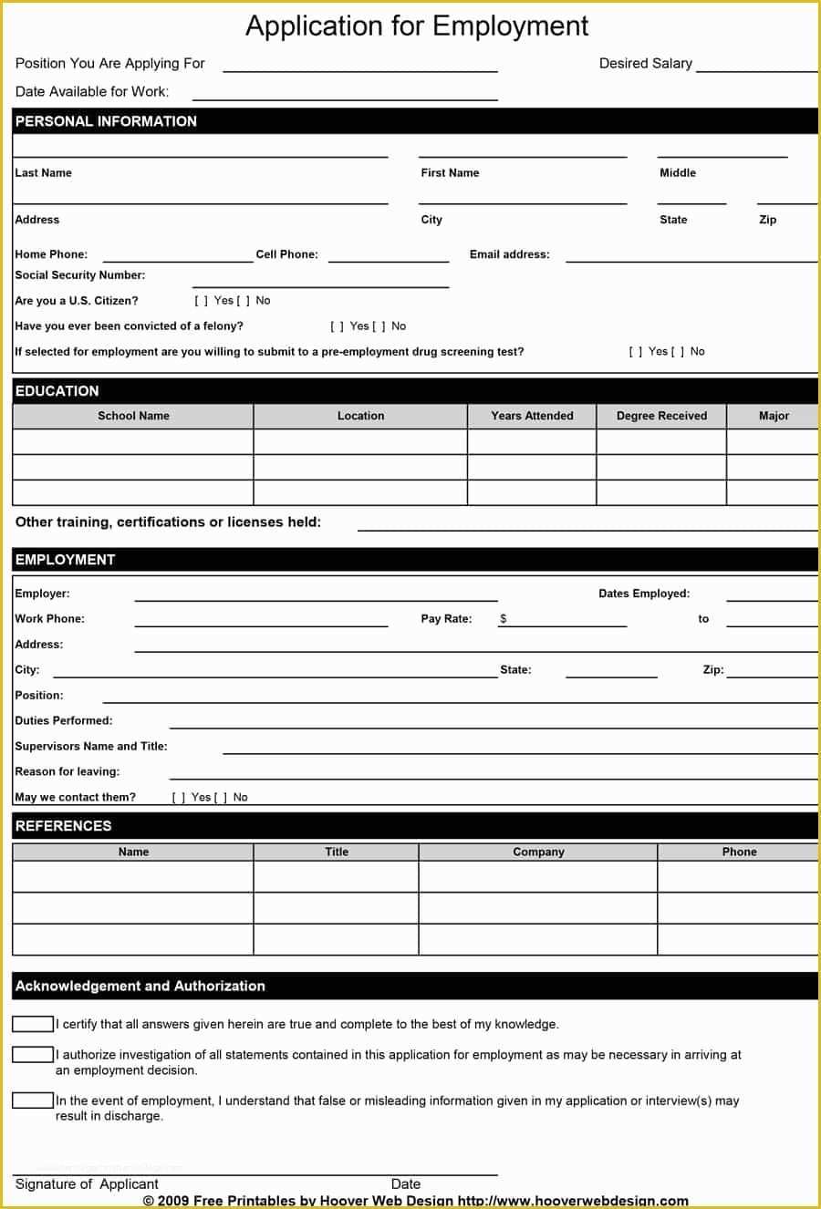 Free Online Application Template Of 50 Free Employment Job Application form Templates