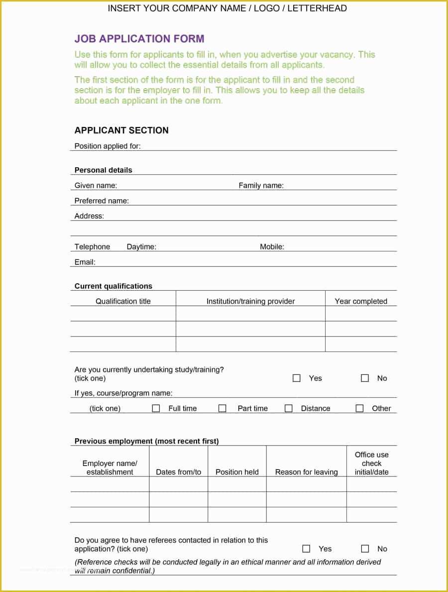 Free Online Application Template Of 50 Free Employment Job Application form Templates