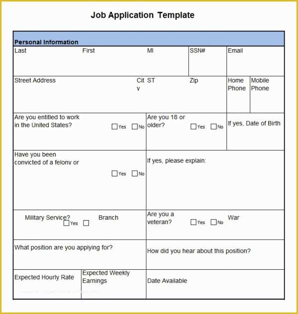 Free Online Application Template Of Job Application Template 19 Examples In Pdf Word