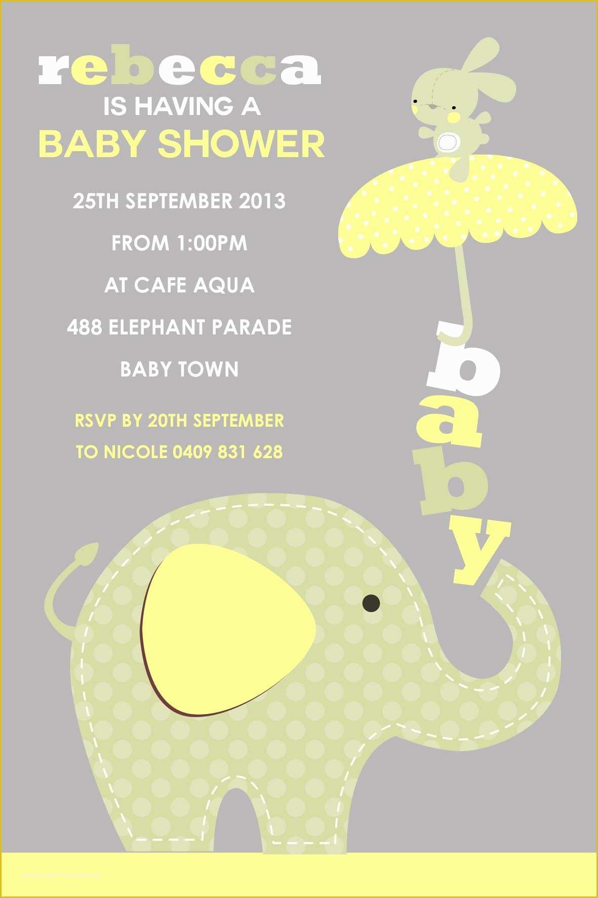 Free Online Baby Shower Invitations Templates Of Elephant Baby Shower Invitations Templates