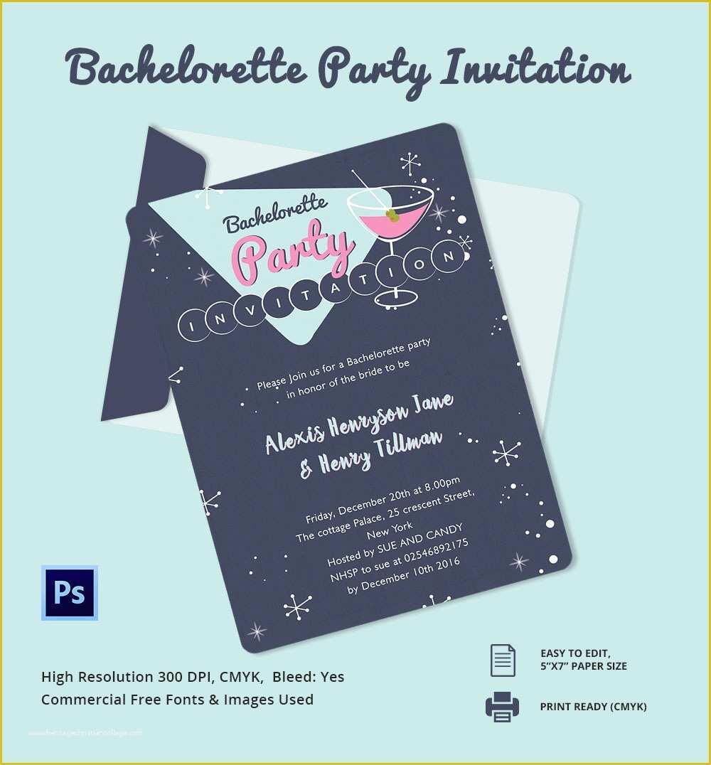 Free Online Bachelorette Party Invitations Templates Of Bachelorette Invitation Template 40 Free Psd Vector