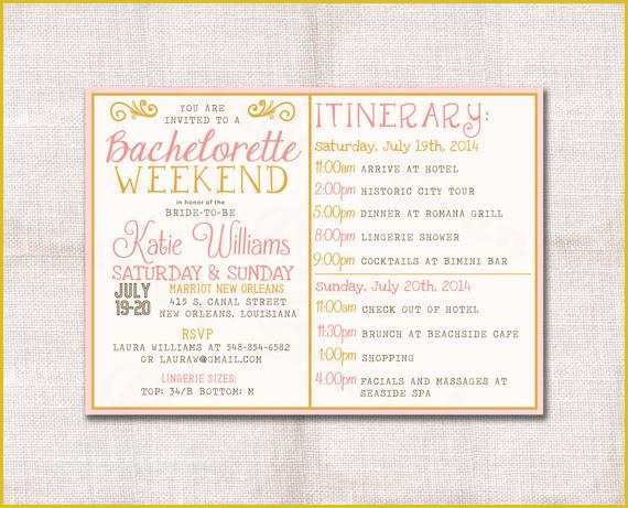 Free Online Bachelorette Party Invitations Templates Of Bachelorette Party Weekend Invitation and Itinerary Custom