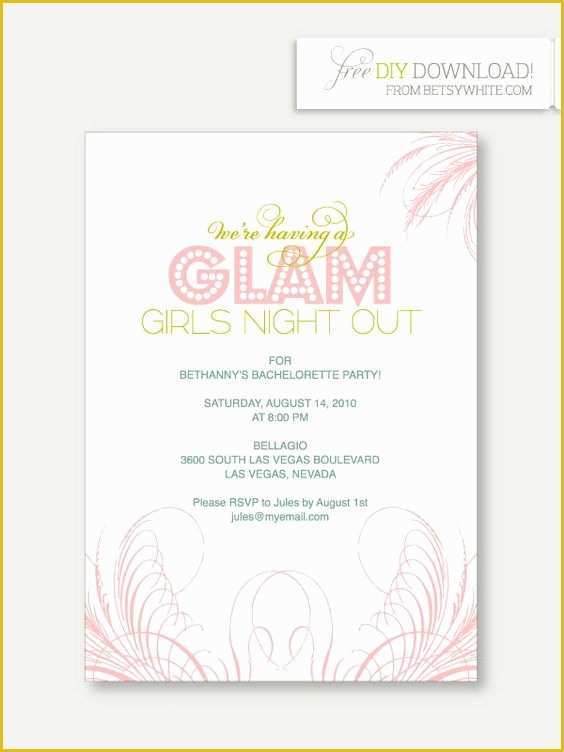 Free Online Bachelorette Party Invitations Templates Of Glam Girls Night Out