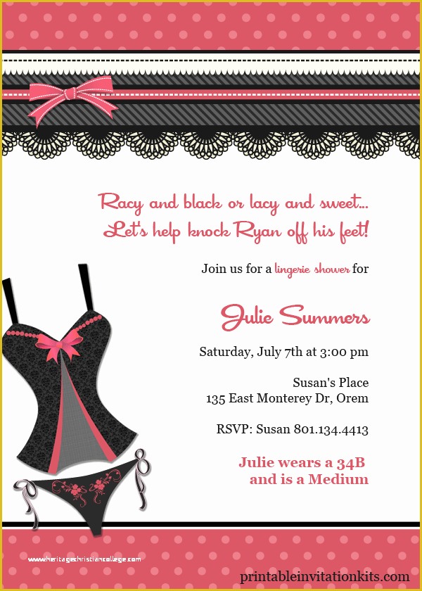 Free Online Bachelorette Party Invitations Templates Of Lingerie Bridal Shower Invitation Template ← Wedding