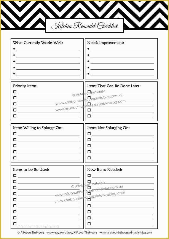 Free Online Bathroom Design Templates Of Kitchen Remodel Checklist Planner Printable Renovation