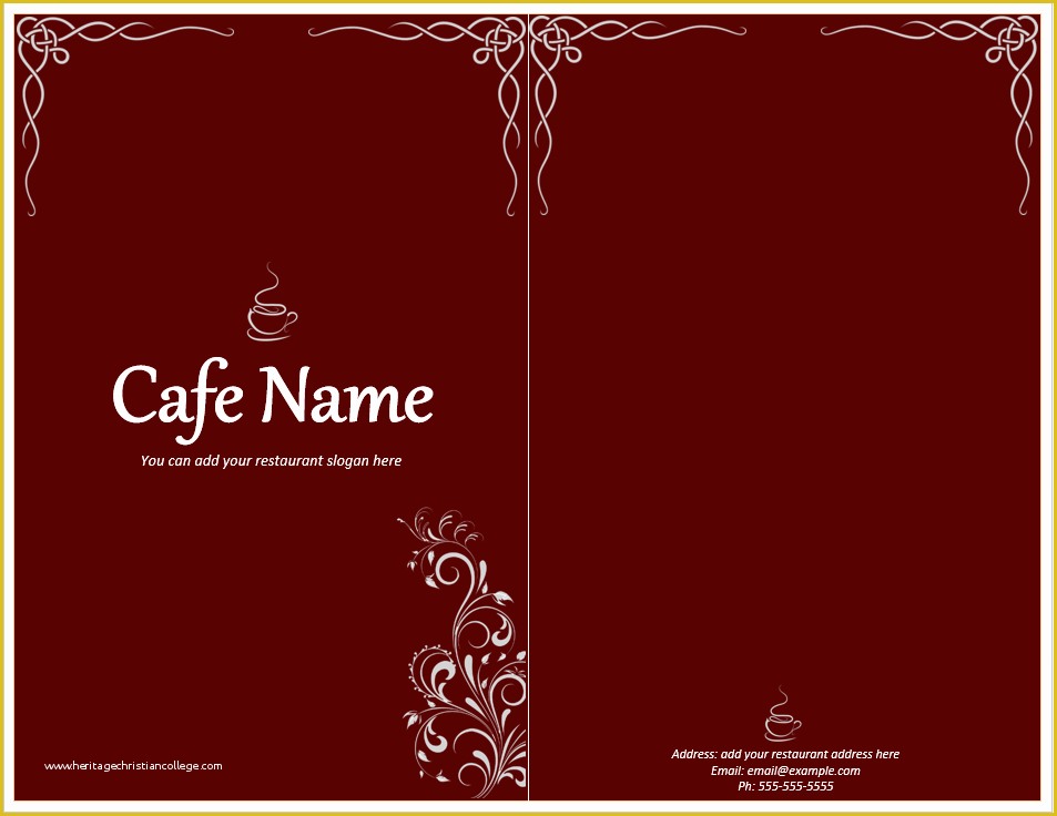 Free Online Catering Menu Templates Of Cafe Menu Template Free Template Downloads