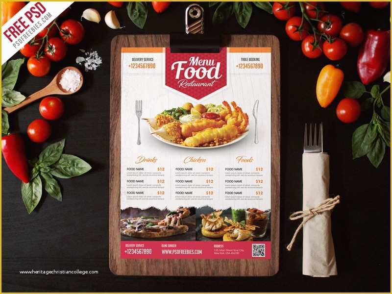 Free Online Catering Menu Templates Of Free Psd Simple Restaurant Food Menu Flyer Template by