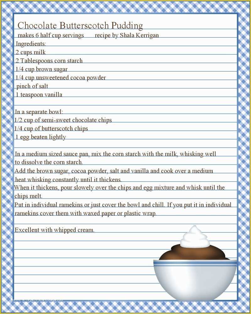 Free Online Cookbook Template Of Don T Eat the Paste Pudding Recipe and Printable Recipe