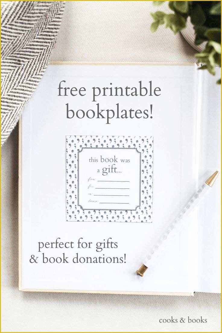 Free Online Cookbook Template Of Printable Bookplates for Donated Books