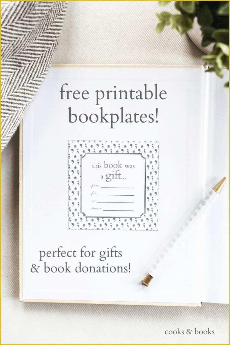 Free Online Cookbook Template Of Printable Bookplates for Donated Books