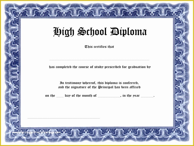 Free Online Diploma Templates Of Blank High School Diploma Template Free Printables