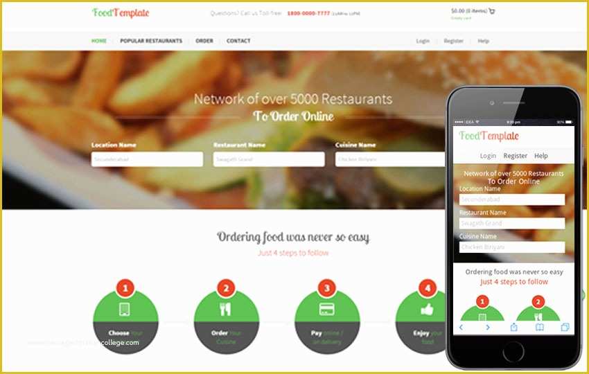 Free Online Food ordering Website Templates Of Food Template A Restaurant Flat Bootstrap Responsive Web