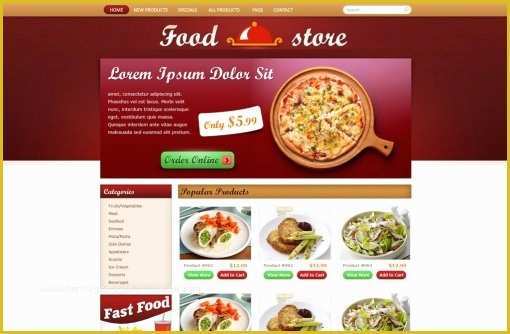 Free Online Food ordering Website Templates Of Free E Merce Website Template