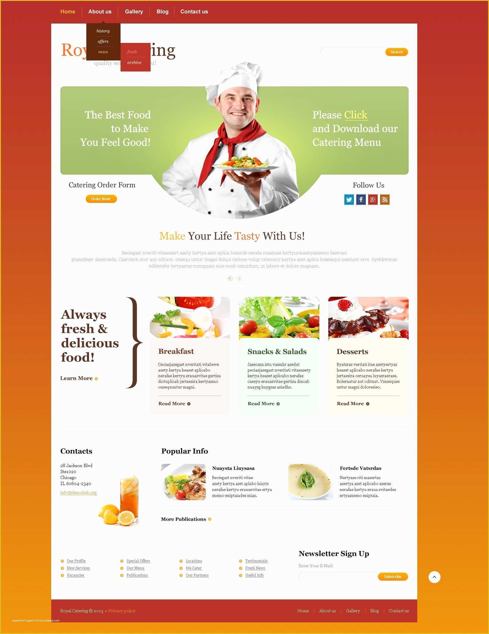 Free Online Grocery Website Template Of Catering Responsive Website