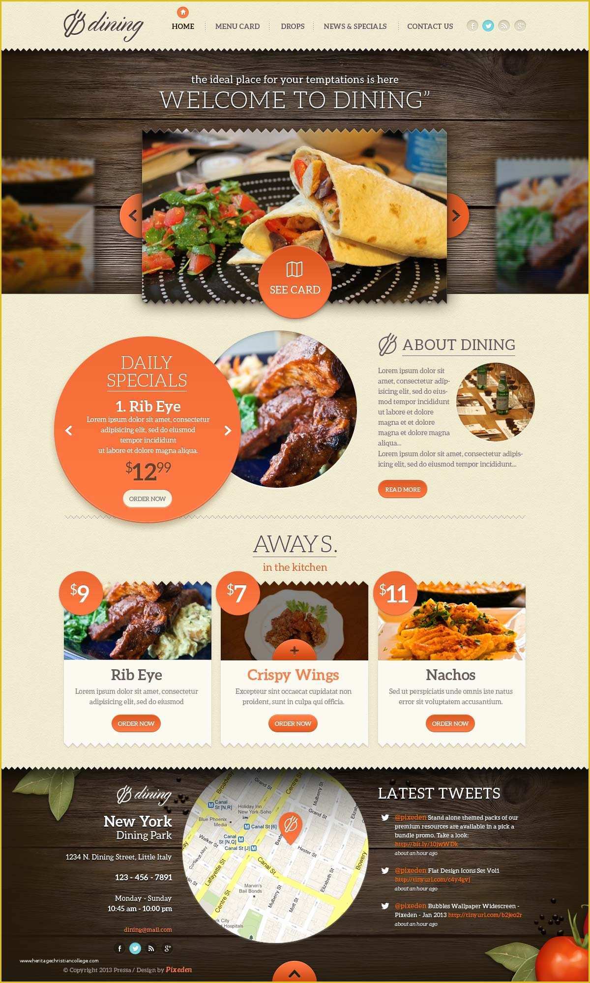 Free Online Grocery Website Template Of Dining Restaurant Psd Template Psd Web Templates