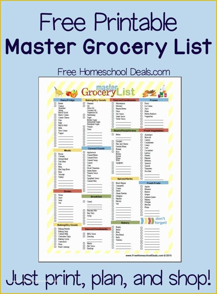 Free Online Grocery Website Template Of Free Printable Master Grocery List Instant