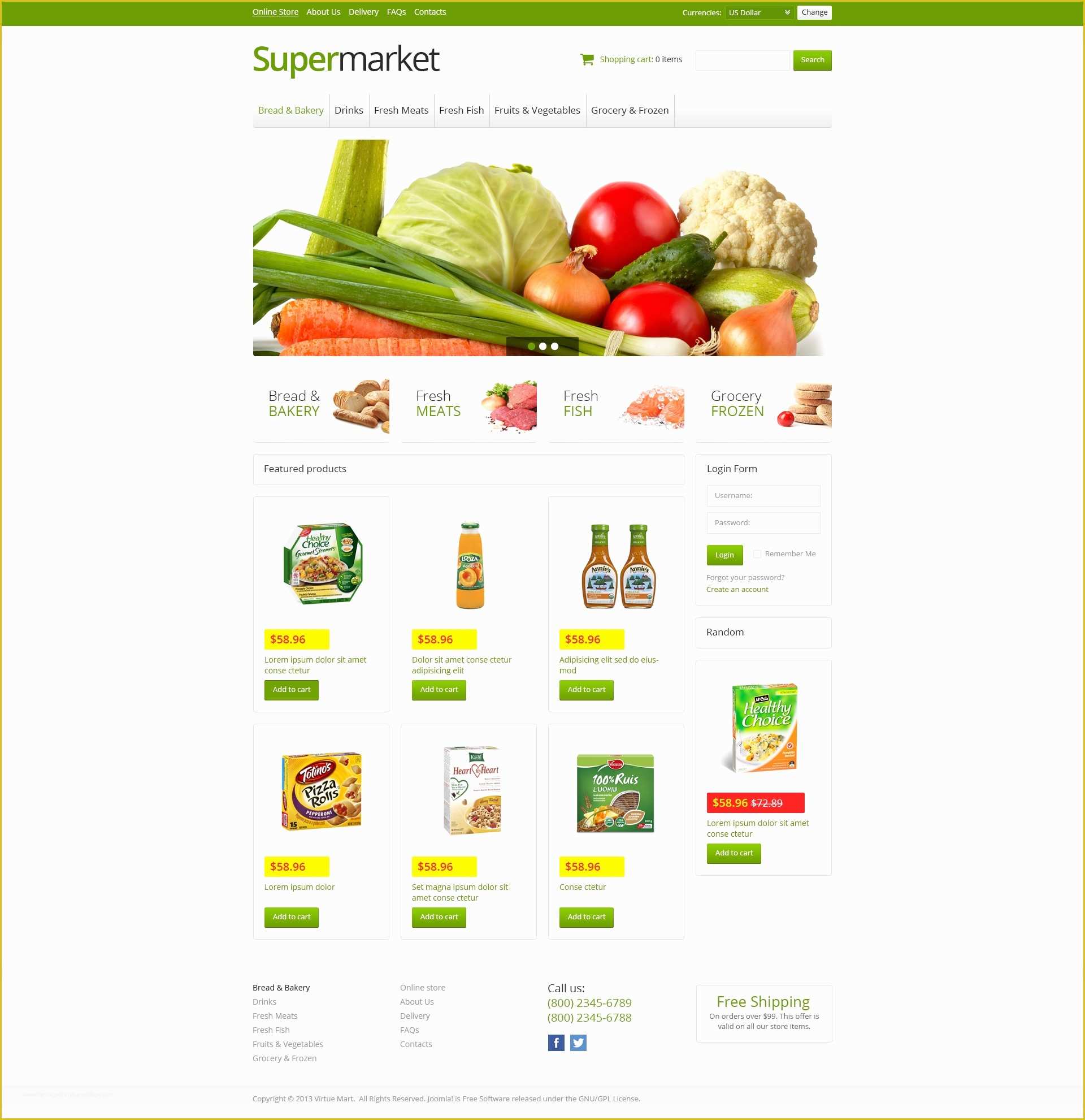 Free Online Grocery Website Template Of Line Supermarket Virtuemart Template