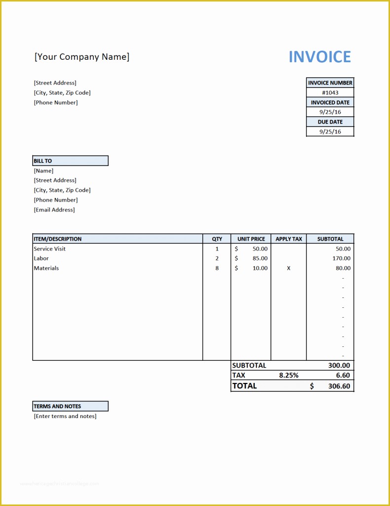 Free Online Invoice Template Of Free Invoice Template for Contractors