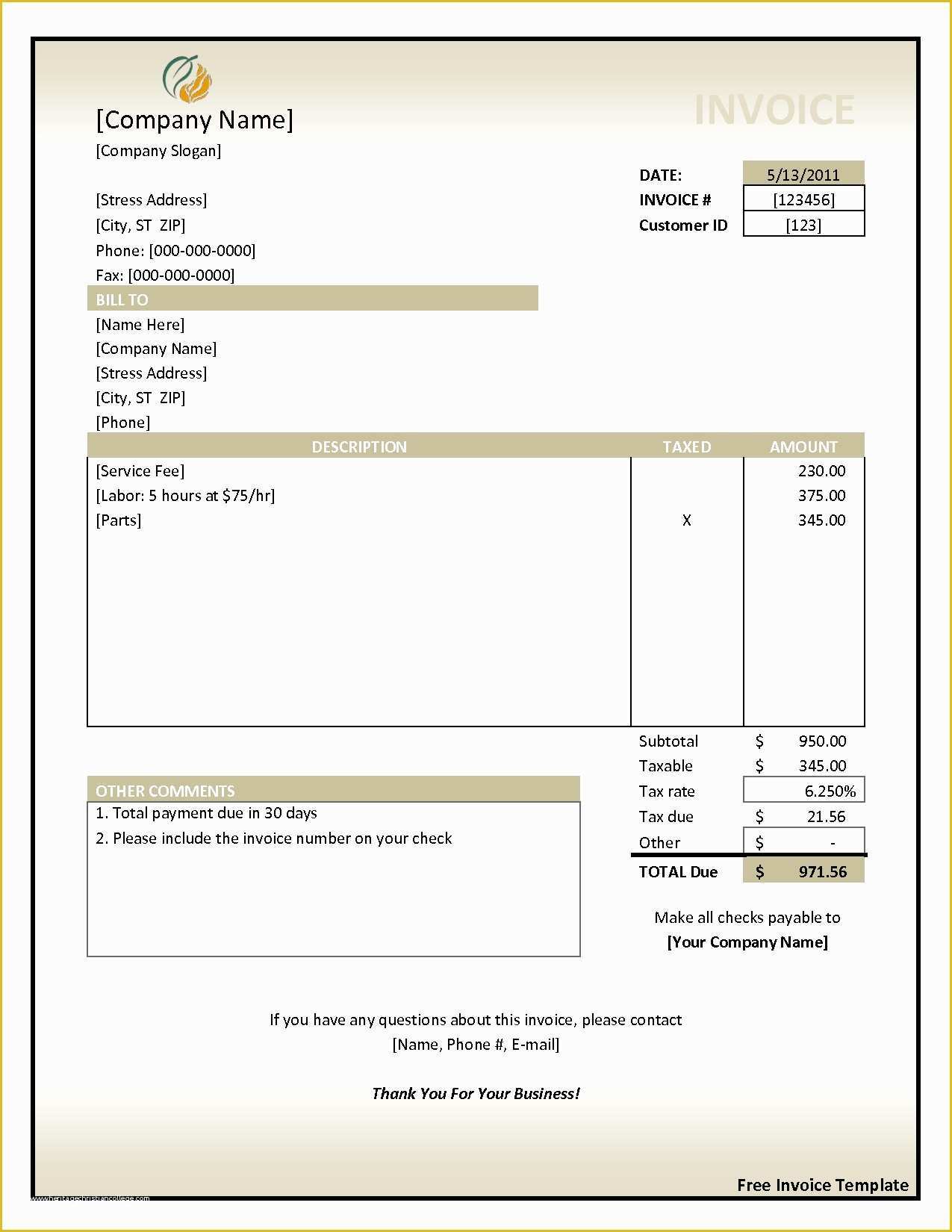 Free Online Invoice Template Of Invoices Samples Free Invoice Template Ideas