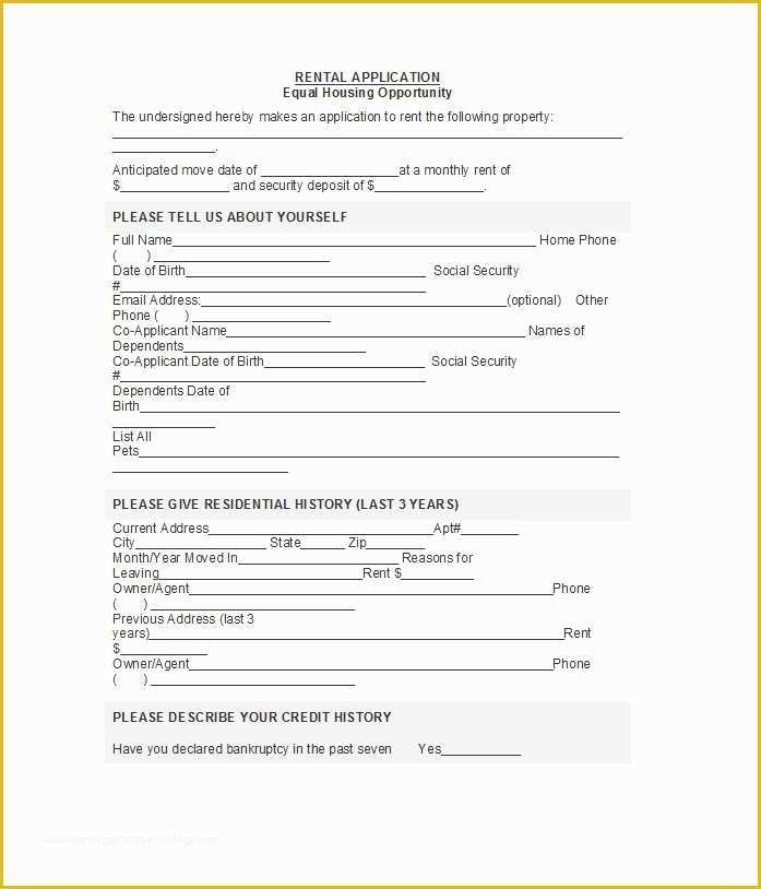 Free Online Lease Template Of 42 Free Rental Application forms &amp; Lease Agreement