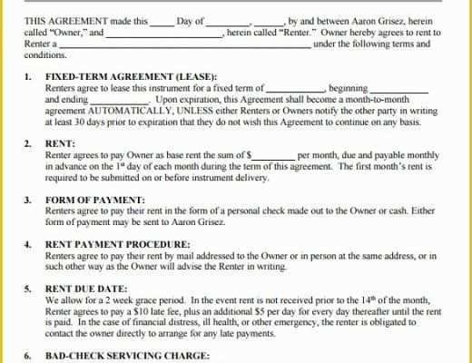 Free Online Lease Template Of 9 Blank Rental Agreements to Download for Free
