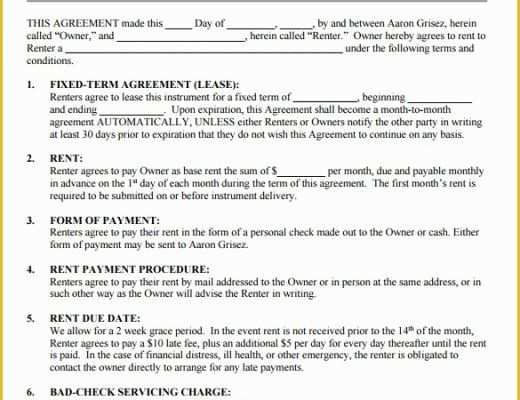 Free Online Lease Template Of 9 Blank Rental Agreements to Download for Free