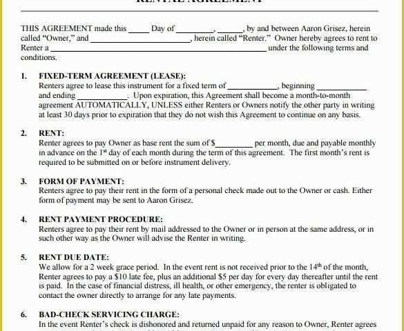 Free Online Lease Template Of 9 Blank Rental Agreements to Download for Free