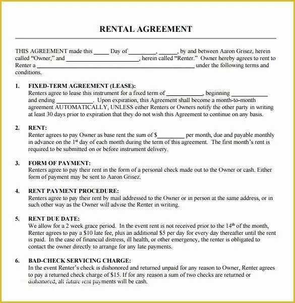 Free Online Lease Template Of 9 Blank Rental Agreements to Download for Free