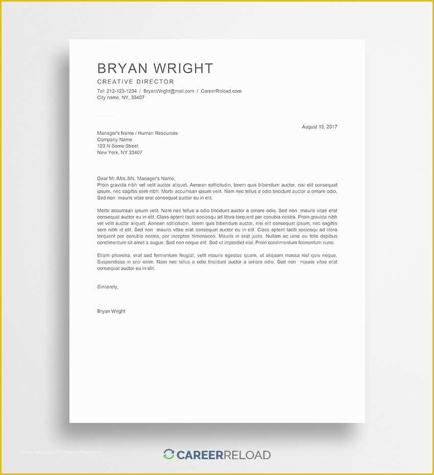 Free Online Letter Templates Of Free Cover Letter Templates for Microsoft Word Free Download