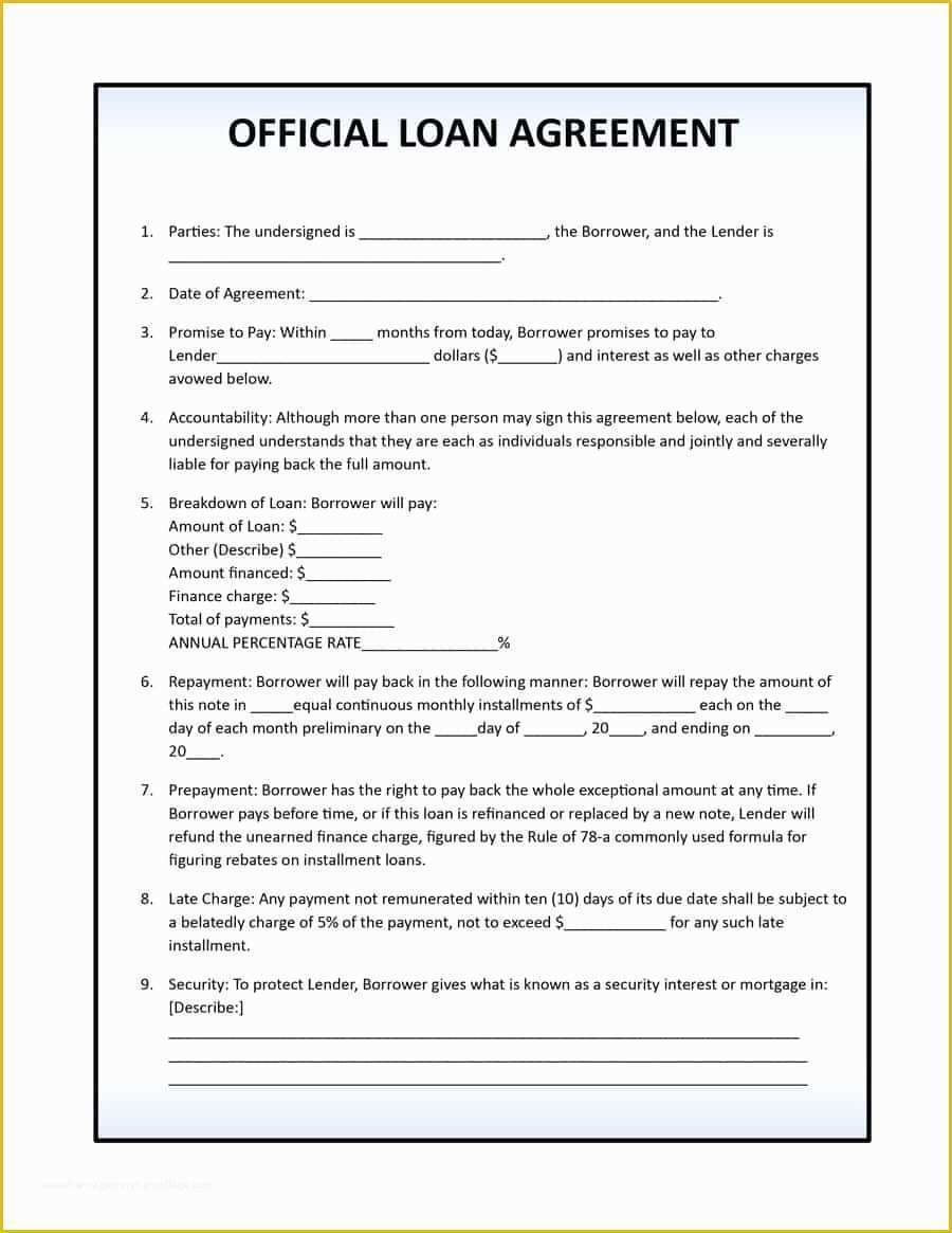 Free Online Loan Agreement Template Of 40 Free Loan Agreement Templates [word & Pdf] Template Lab