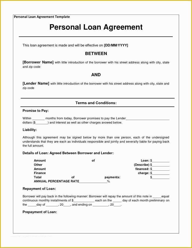 Free Online Loan Agreement Template Of Free Personal Loan Agreement form Template $1000