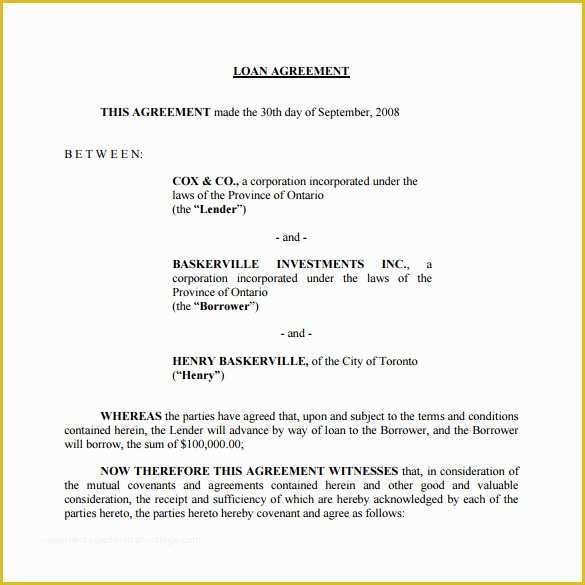 Free Online Loan Agreement Template Of Loan Contract Template – 20 Free Word Pdf Documents