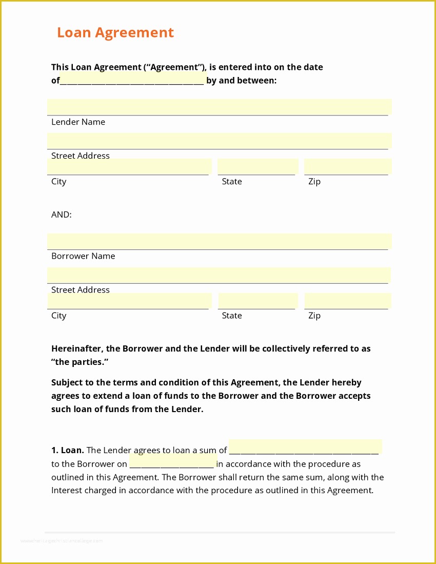 Free Online Loan Agreement Template Of top 5 Free Loan Agreement Templates Word Templates