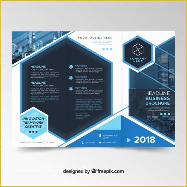 Free Online Mailer Design Templates Of Modern Blue Trifold Brochure Template Vector
