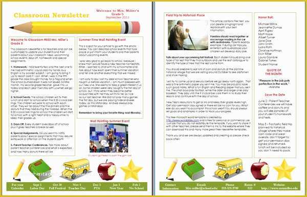 Free Online Newsletter Templates Pdf Of Free 6 Editable Primary Classroom School Newsletter