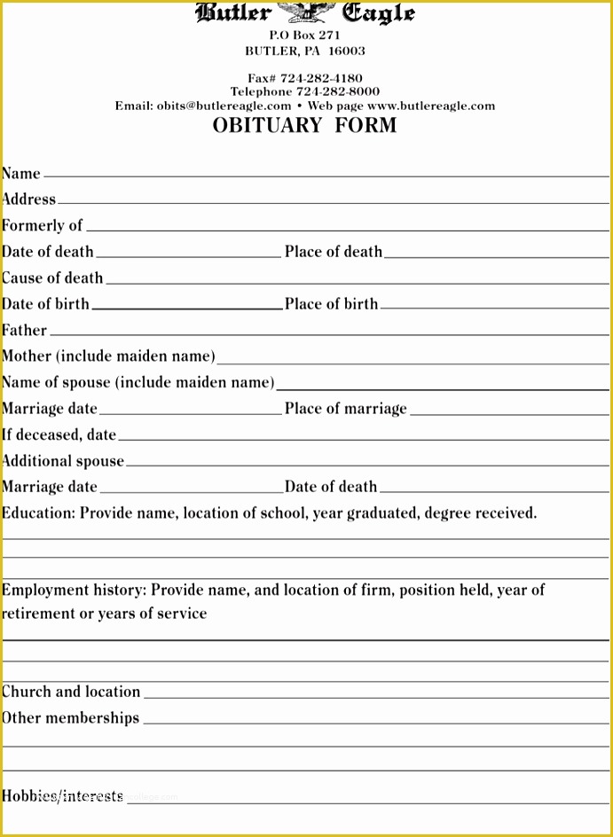 Free Online Obituary Template Of 9 Obituary Template Sampletemplatess Sampletemplatess