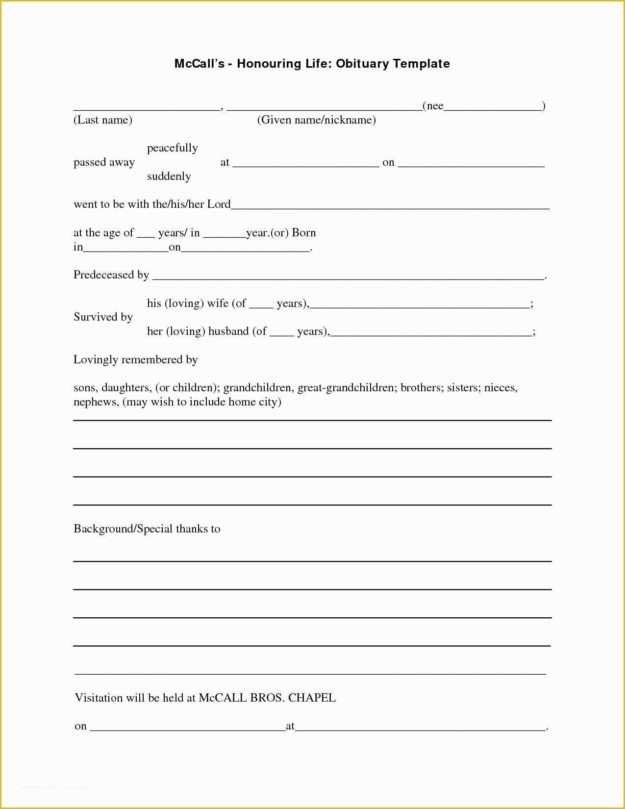 Free Online Obituary Template Of Lovely Free Printable Obituary Templates