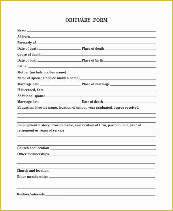 Free Online Obituary Template Of Sample Death Obituary Templates Free Documents Download