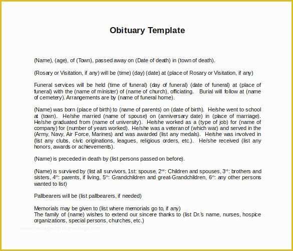 Free Online Obituary Template Of where to An Obituary Template for Free