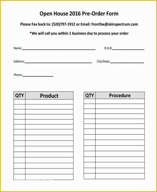 Free Online order form Template Of 9 Product order forms Free Samples Examples format