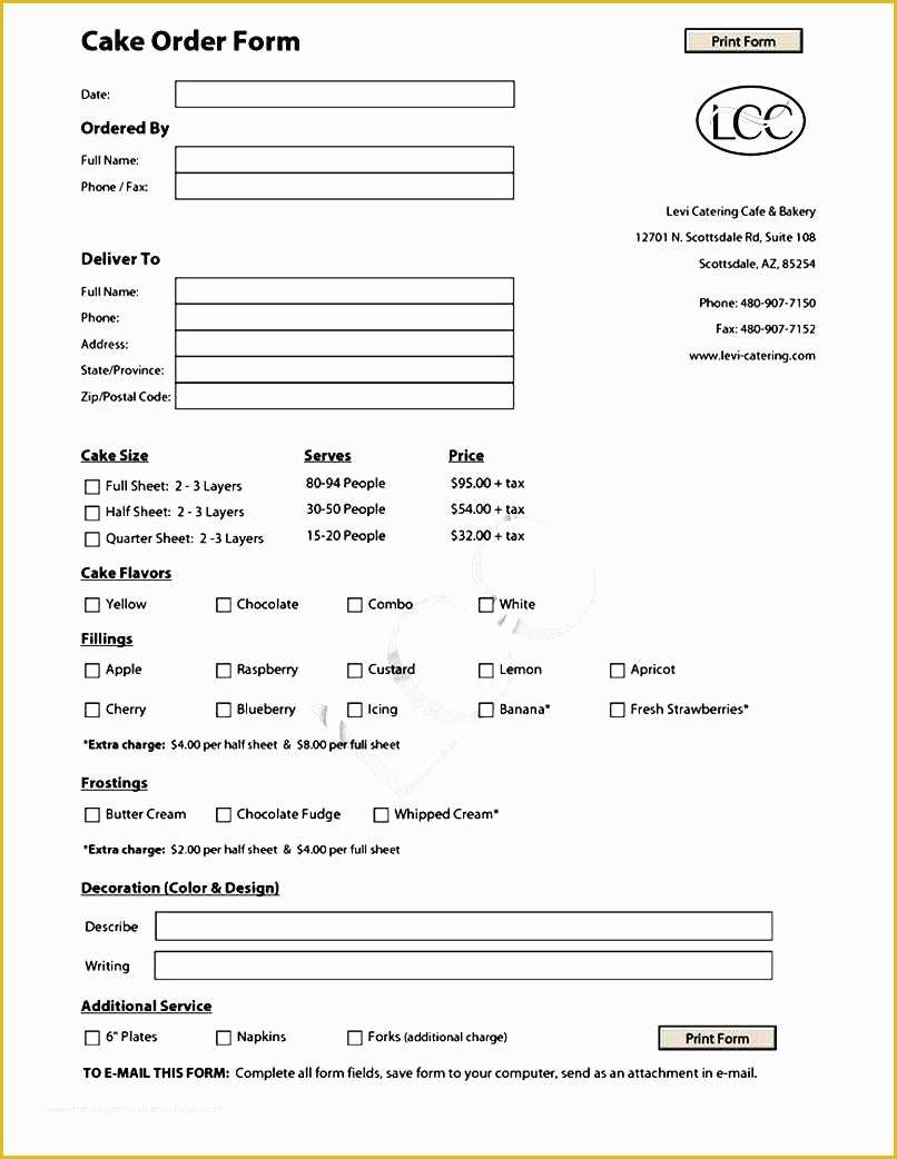 Free Online order form Template Of Cake order form Template Free