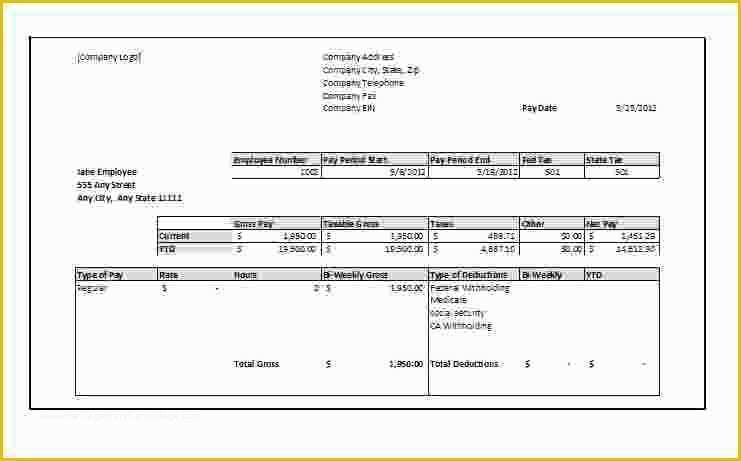 Free Online Pay Stub Template Of 4 Free Printable Pay Stubs Online