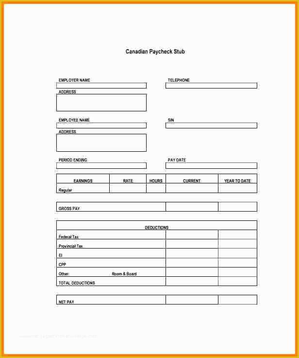 Free Online Pay Stub Template Of 5 Free Paystub Generator Canada