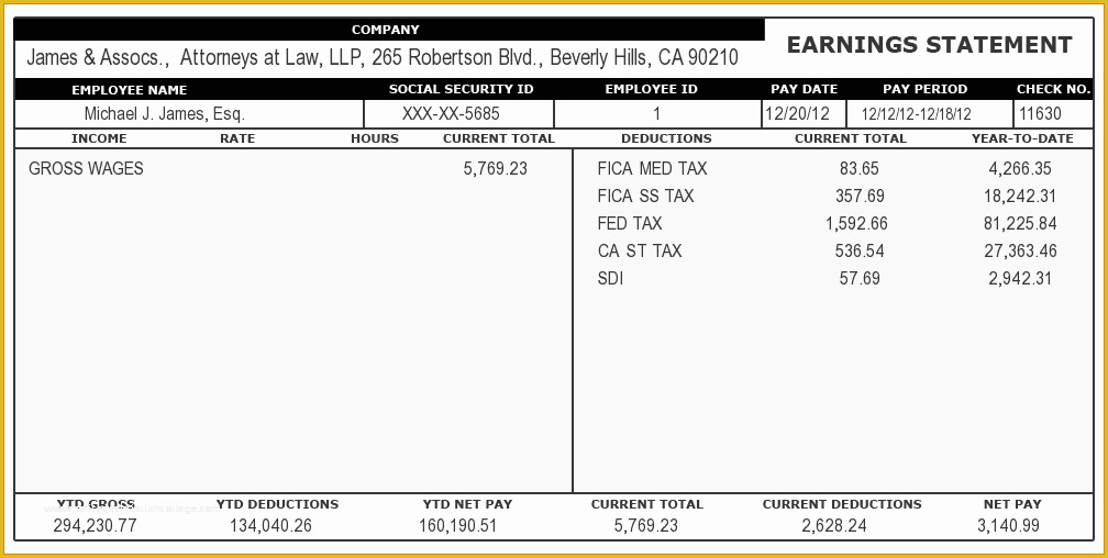 44 Free Online Pay Stub Template